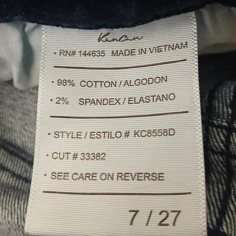 Kancan Jeans 27 7 Mom Raw Hem Distressed Dark Wash Denim Stretch